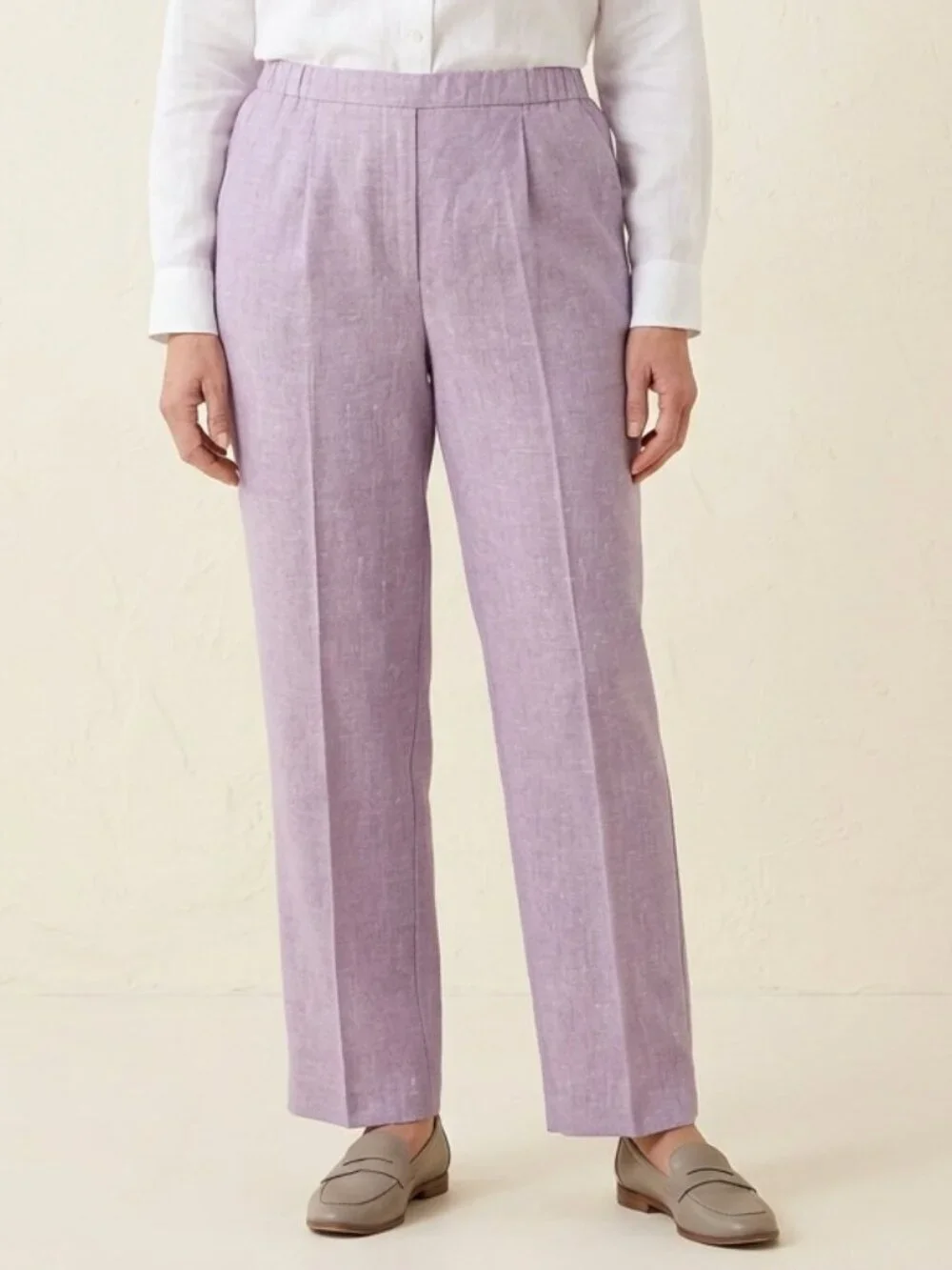 Alfred Dunner Elastic Waist Purple 18W Proportioned Dress Pants